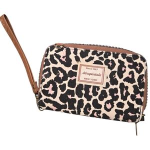 Aeropostale Animal Print Leopard Wristlet Wallet. 2 Zippers.